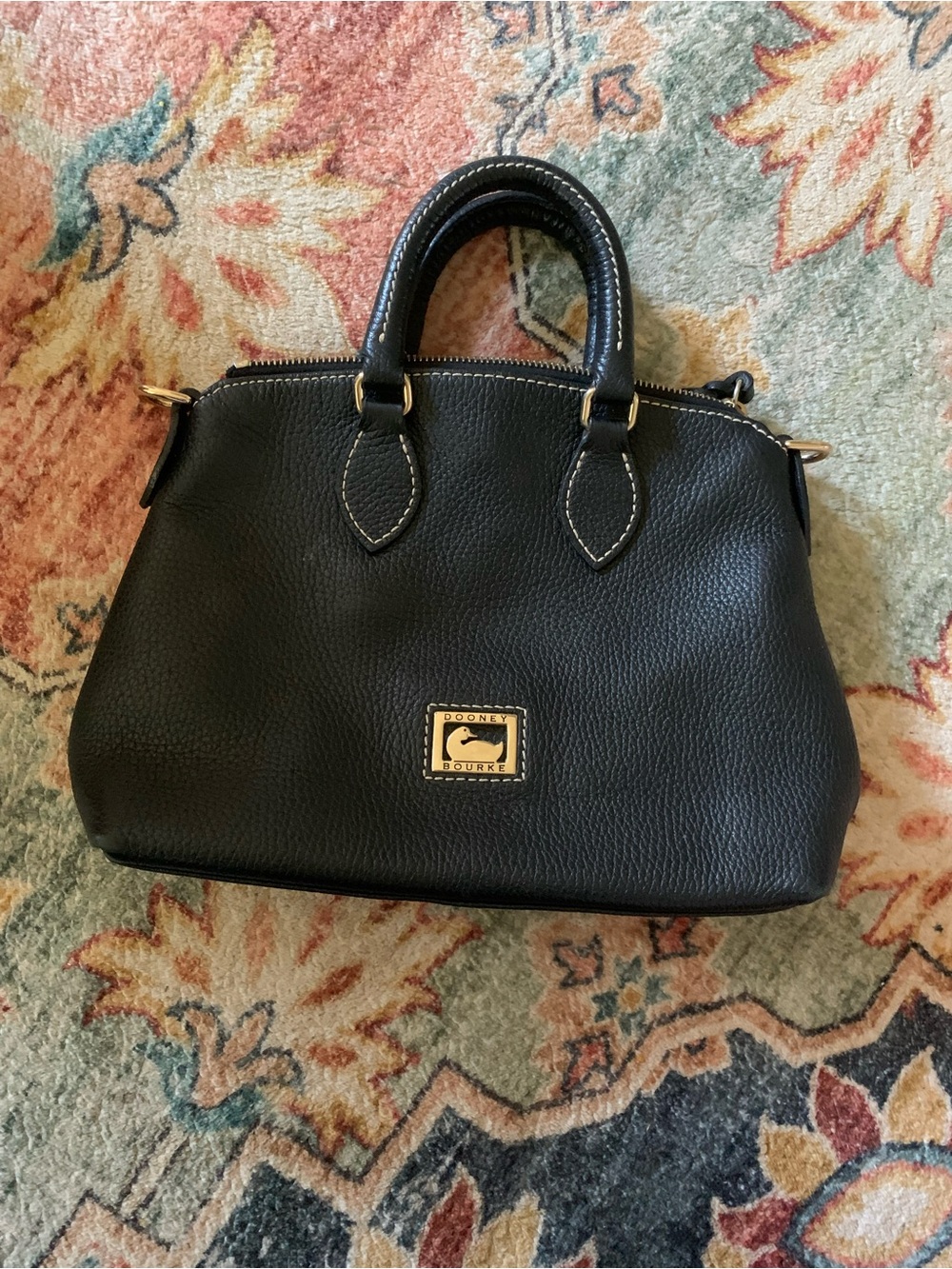 Dooney & Bourke Black Pebble Leather Dome Satchel
